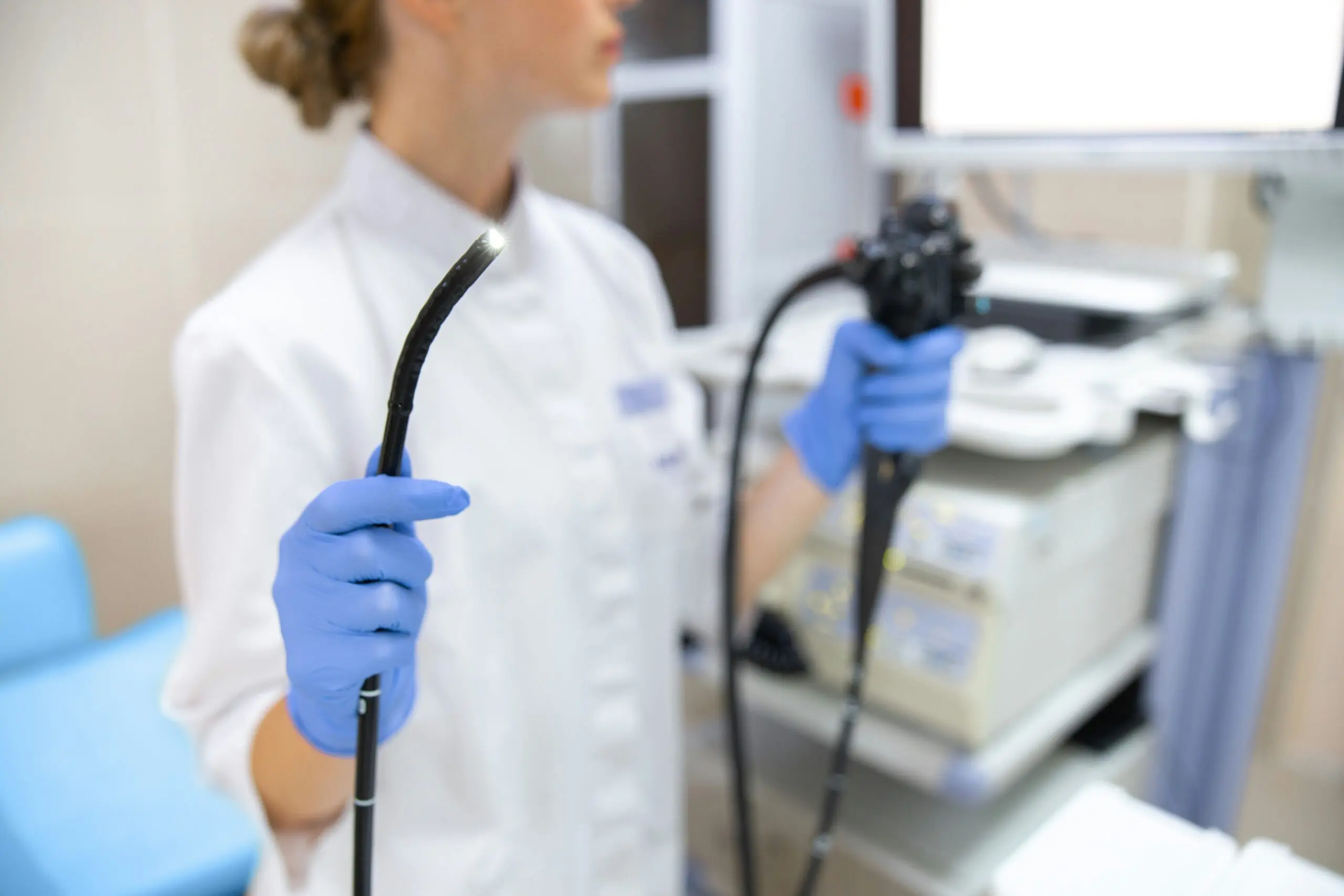 closeup of endoscopy camera tube