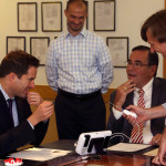 Rep. Seth Moulton visits Optikos for National Manufacturing Day, Oct. 2015