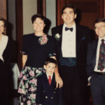 The Optikos 10th Anniversary party. From left to right, Phill and Ellen Dunn, Betsy, Dennis, and Steve Fantone, Tom and Cyndy Bates- 1992