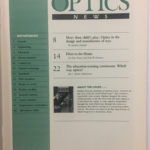 Inside front cover of Optics News, 1989