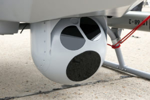 Camera on an unmanned aerial vehicle (UAV).